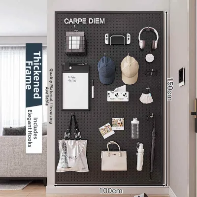 MEISITEKEKE | Round Hole Pegboard Multifunctional Stainless Steel Storage Display Rack