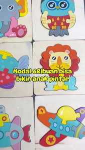 MKS 3d puzzle kayu mainan edukasi anak lucu wooden puzzle toys Mainan Edukasi Anak 1 tahun Puzzle Jigsaw kayu chunky 107cm Karakter hewan dan Kendaraan MK122