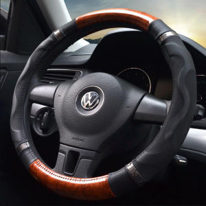 Leather Car Steering Wheel Cover Non-Slip Car Wheel Cover Protector Breathable Microfiber Leather Universal Fit for Most Cars  SUVs and Trucks  (about 36.8-38.1 cm)