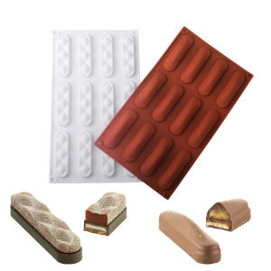 12-Tế Bào Dài Dải Hình Cát Chấm Bi Silicone Khuôn Bánh Mousse Hình Lăng Trụ Họa Tiết Thiết Kế Cho Chocolate Puff Món Tráng Miệng Dụng Cụ Nướng Bánh