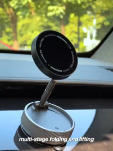 ที่วางโทรศัพท์มือถือสูญญากาศแม่เหล็กแบบพับได้ ที่วางโทรศัพท์มือถือในรถยนต์ ที่วางโทรศัพท์มือถือ MagSafe วัสดุโลหะผสม