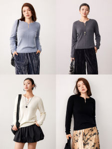Cloud Fluffy Silk Wool Blend Lace Yoke Round Neck Base Top