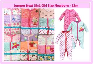 Sleepsuit Jumper Bayi Perempuan isi 3pcs