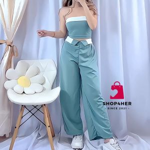 Shop4Her | JANAH Plain Combi Sleeveless Top and Pants Terno Coords Set
