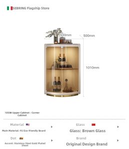 Creamy Style Luxurious Living Room Corner Display Cabinet