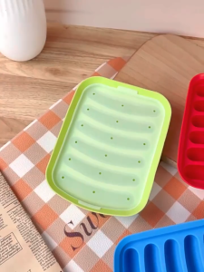 Sausage Maker Mould 6 Grids Silicone DIY Ham Hot Dog Making Moulds with Lid Kitchen Household Sausages Cake Baking Tools Molds Household Food Grade Sausage Mold