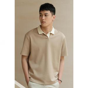 Áo Thun Polo Cổ Polo Tay Ngắn Dệt Kim Mùa Hè Thoáng Khí Mát Mẻ Cho Nam Dáng Rộng Màu Trơn Thường Ngày