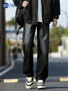 Retro American Style Mens Jeans Loose Straight Casual Trousers High Street Wide Leg Long Pants Spring Autumn Cotton Polyester Blend