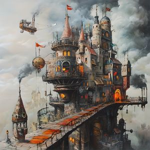 500/1024PCS Jigsaw Puzzle Peaceful Steampunk Castle Industrial Art For Adults Ideal For Stress Relief And Relaxation