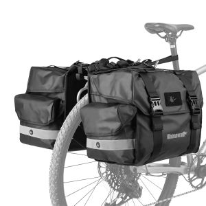 Rhinowalk Bike Long-Distance Travel Panniers Waterproof Dustproof 22L-50L Large Capacity Wear-Resistant Rich Compartments The Keel Steel Plate Supports The Package To Avoid Bending And Deformation Cycling Luggage Storage Side Bag