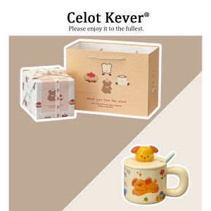 Cute Ceramic Mug With Lid And Spoon