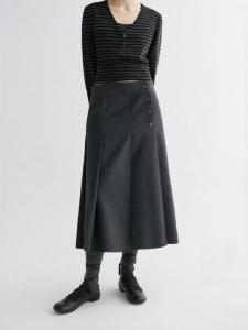 INSIS FEMME | Spring Press-button Decoration Wool Merino Skirt