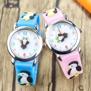 Cute Penguin Childrens Watch Soft Strap Non-Harmful to Hands for Kindergarten Boys Girls Primary School Students Quartz Movement