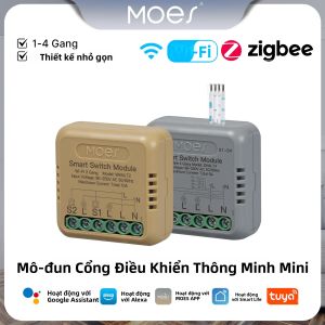 Mô-đun Công Tắc Thông Minh Mini MOES Tuya WiFi/Zigbee 1-4 Gang Tự Lập Trình Hẹn Giờ Tự Động Hóa Nhà Cửa Tương Thích Với Alexa Và Google Home