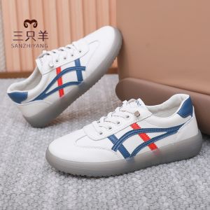 Leather Mom Shoes Spring Autumn New Style Slip-On Versatile Anti-Slip Casual Four Seasons White Sneakers Comfortable Leisure Shoes