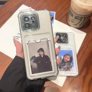 Luxury Soft Transparent Card Holder Bag Phone Case For Xiaomi 17 Pro Max 17 Pro 17 15 Poco X7 X6 X6 Pro M6 Pro Shockproof Cover