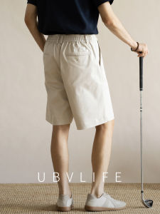 UBV | Linen-cotton Blend Semi-elastic Waist Breathable Shorts