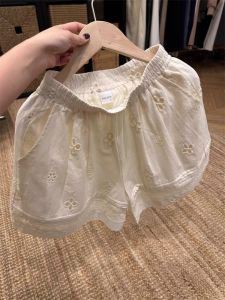 Quần Short Ống Rộng Ren Rỗng Mỏng Mùa Hè Rộng Rãi Thoải Mái Thường Ngày Mặc Ở Nhà Ngoài Trời Quần Áo Làm Việc Phong Cách Hàn Quốc