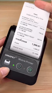 เครื่องปริ้นใบเสร็จ 58mm USB+BT เครื่องปริ้นพกพา Receipt Printer เครื่องพิมพ์ความร้อน ไร้หมึก ใช้ในร้านค้าอาหาร กาแฟ พร้อมแบตเตอรี่เอง