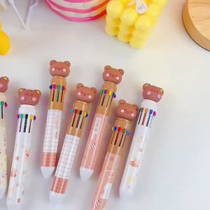 Pena 10 Warna Karakter Bear - Pulpen Gel Warna Warni Untuk Sekolah dan Kantor PST
