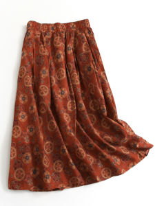 Váy Chữ a Cạp Cao in Họa Tiết Thời Trang Mùa Hè Mới Váy Midi Dài Thanh Lịch Váy Midi Chữ a Cạp Chun Thon Gọn