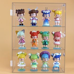 ตู้โชว์อะคริลิคใส3ชั้นตู้เก็บของตั้งโต๊ะสำหรับจัดเก็บลิปสติกน้ำหอมและเครื่องสำอางตุ๊กตาอนิเมะ