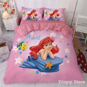 Princess Mermaid Cartoon Girls Bedding Set Duvet Cover Sheet Bedding Cap Three-Piece Student Dormitory Bedding Set