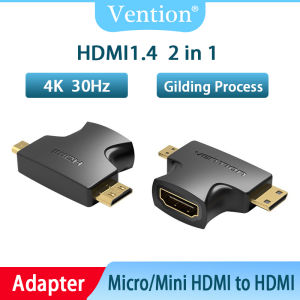 Vention Micro HDMI Adapter Micro Mini 2 In 1 Male To Female Cable Connector Converter untuk Kamera TV Proyektor Mini HDMI Adapter