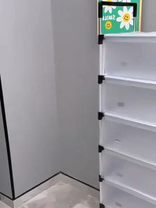 ชั้นวางรองเท้ากันฝุ่น ชั้นวางรองเท้าแบบธรรมดาหลายชั้น ชั้นวางรองเท้าความจุสูง ชั้นวางรองเท้าแบบประหยัดพื้นที่