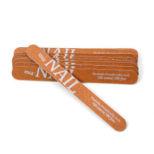 5/10 PCS Brown Wooden Nail Files 120/180 Grit Straight - Shaped Washable Smoothing Nail Edges Professional Salon Manicure Tools