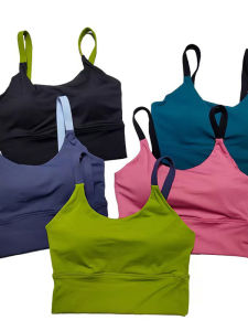 Summer New Color Block Fine Strap Integrated Cup Sports Bra