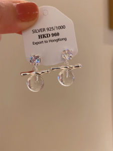 Ice-Cold Sparkling Diamond Small round Bead Earrings Korean Style Unique Design Balance Ear Drop Fashion Jewelry Accessories