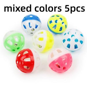 5pcs Pet Parrot Cat Plastic Toy Balls Colored Hollow Bell Ball Parakeet Chew Birdcage Fun Interaction Toys for Pet Bird Supplies