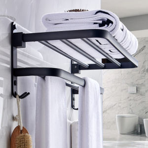 GUANGMANZHI | Wall Mount Towel Rack Aluminum Black
