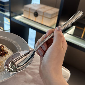 Heavy Duty 18/10 Stainless Steel Spoon Large Handle Eating Spoon Thickened Three times Big Rice Spoon for Soup And Food