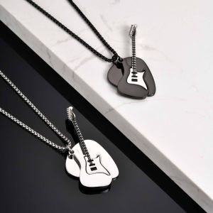 Kemstone Mens Guitar Pick Pendant Necklace Punk Rock Stainless Steel Jewelry Gift