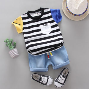 Anak anak Anak laki laki Kaos polo kotak kotak kecil Celana pendek Kapas Baju Katun Pakaian Setelan