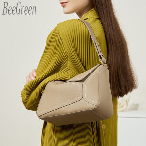 BeeGreen Women Cow Leather Shoulder Bag Fashion Pillow Underarm Bag Daily Elegant Commuter Bag