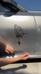 Praying Hands With Rosary Sticker Decals Religious Christian Vinyl Decal Waterproof Decal Auto Decor