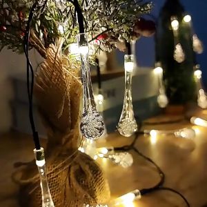 Lampu Taman Pohon Hias Solar Panel & 20 LED Gantung Raindrop Dekorasi Outdoor