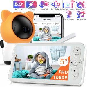 5" FHD 1080P WiFi Smart Baby Monitor Via Screen and App Control Video Record & Playback PTZ Baby Camera 2-way Audio Baby Phone