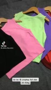 Áo ba lỗ sát nách fom ngắn crotop chất cotton co giãn mịn đẹp co bé gái 20-50kg