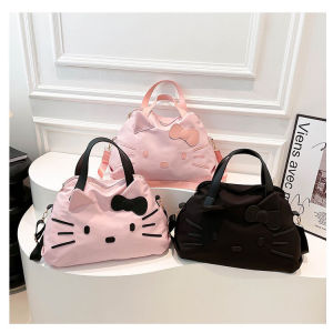Large Capacity Casual Travel Bag Short Trip Handbag Womens Shoulder Bag Cartoon Tote Bag Kitty Cat Business Trip Bag
