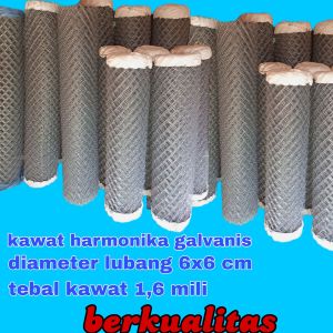 KAWAT HARMONIKA GALVANIS ANTI KARAT PANJANG 10 METER TINGGI 1 METER DIA METER LUBANG 6X6 CM