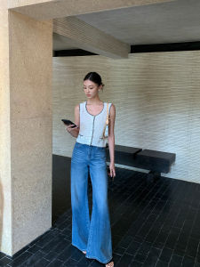 High-Waisted Flared Wide Leg Cotton Jeans