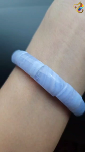 Collection Ceiling Grade Blue Lace Agate Shou Pai Bracelet