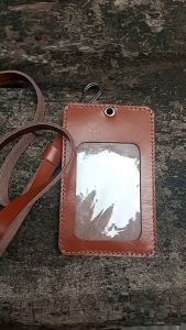 Name Tag Kulit Sapi Warna Tan - Lanyard kulit Garansi 1 Tahun