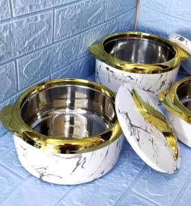 Bộ 3 Món Hộp 2 Lớp Cách Nhiệt Cao Cấp Sang Trọng Mạ Vàng Vân Gỗ