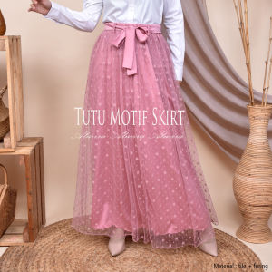 Rok Tutu Panjang Motif Polkadot Dewasa Tule Tulle Dot Bintik Wanita Muslimah