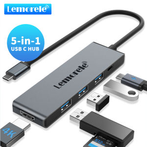 Lemorele | Lemorele 5 Port USB-C Laptop Docking Station with 4K 30Hz HDMI PortType-C 7W PD USB-C Hub Adapter for Tablet TV Projector PC
